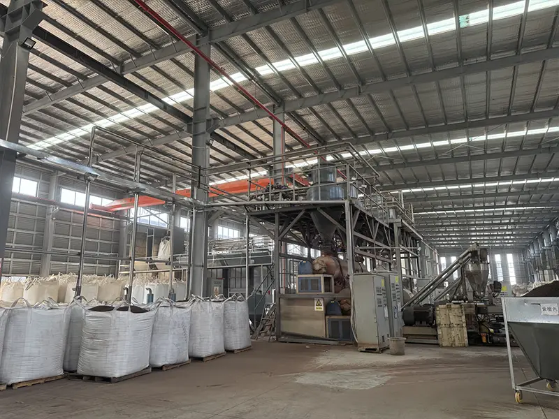 Pictures of raw materials for manufacturing WPC boards