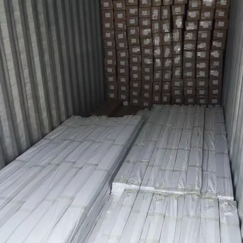 Photo of packaged wood plastic board in truck